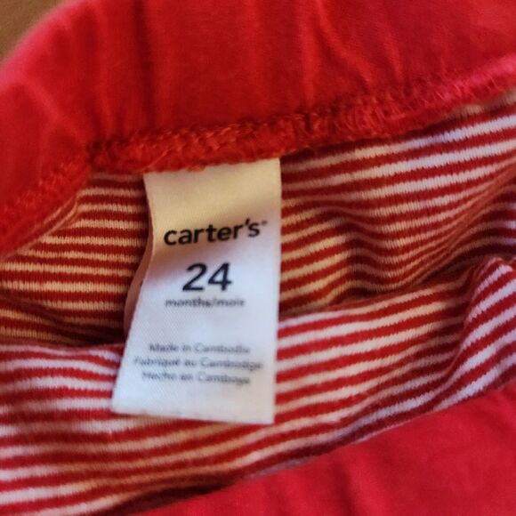 Carters Baby Girl 24M Red Tutu Leggings Christmas Striped Tulle Pants - Picture 4 of 4